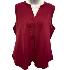 NEW Gaharu Burgundy Sleeveless Blouse Women’s XL - Chic & Elegant